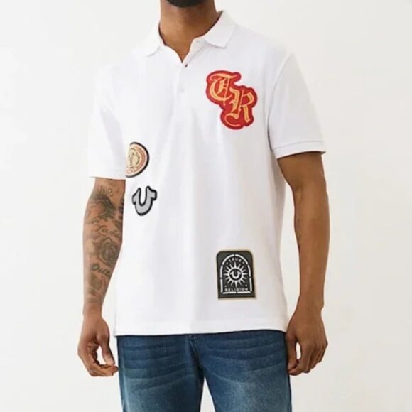 True Religion RELAXED POLO SHIRT WITH PATCH - Picture 1 of 5